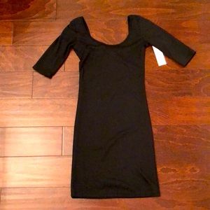 Women’s 3/4 sleeve black dress with scoop back